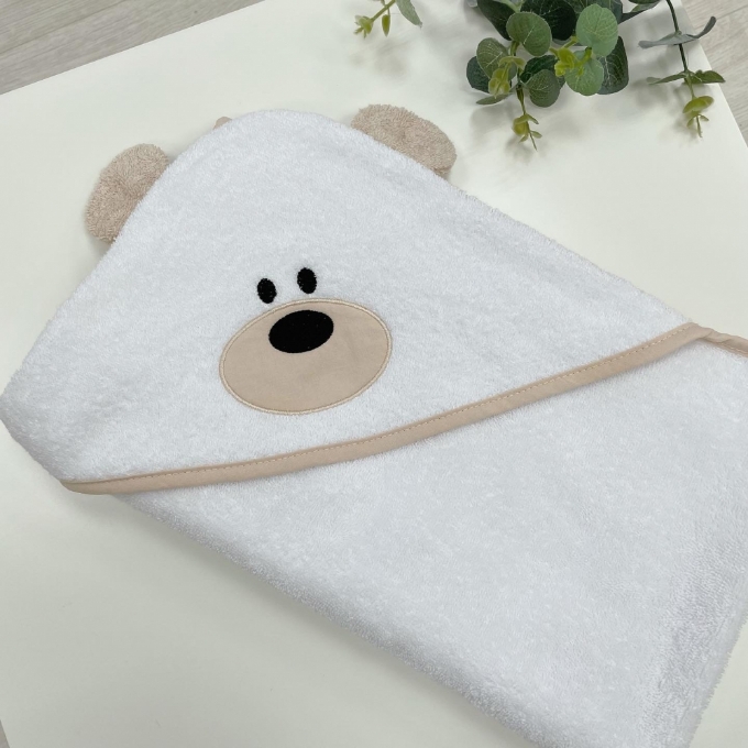 Prosop bebe copii cu gluga din bumbac, Ursulet (3)